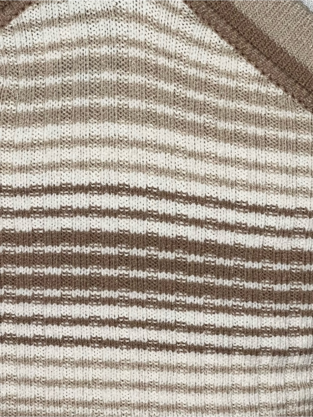 Sincerely Jules Beige and Cream Striped Halter Crop Top - Picture 4 of 5